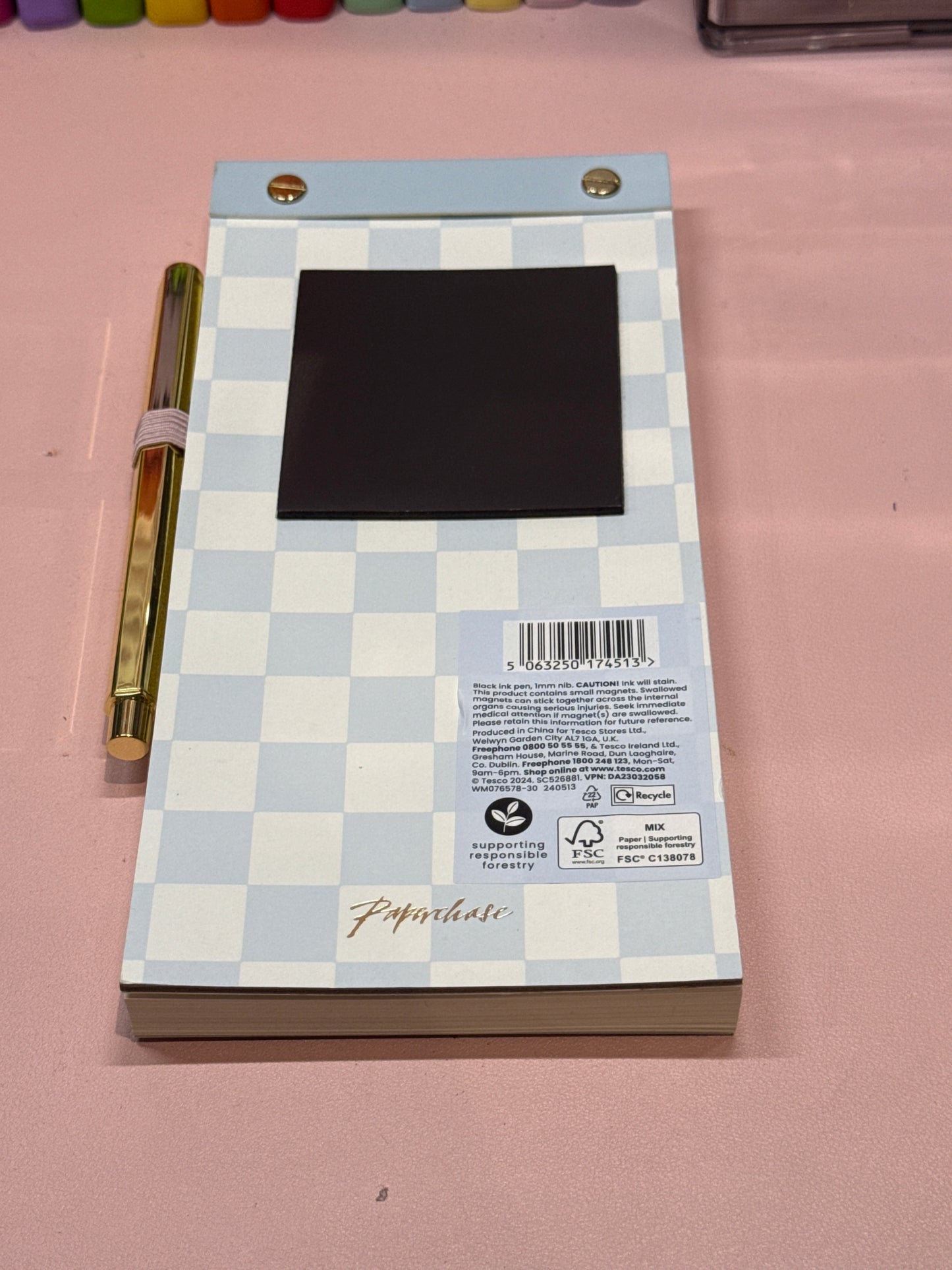 Magnetic Paperchase list pad and pen