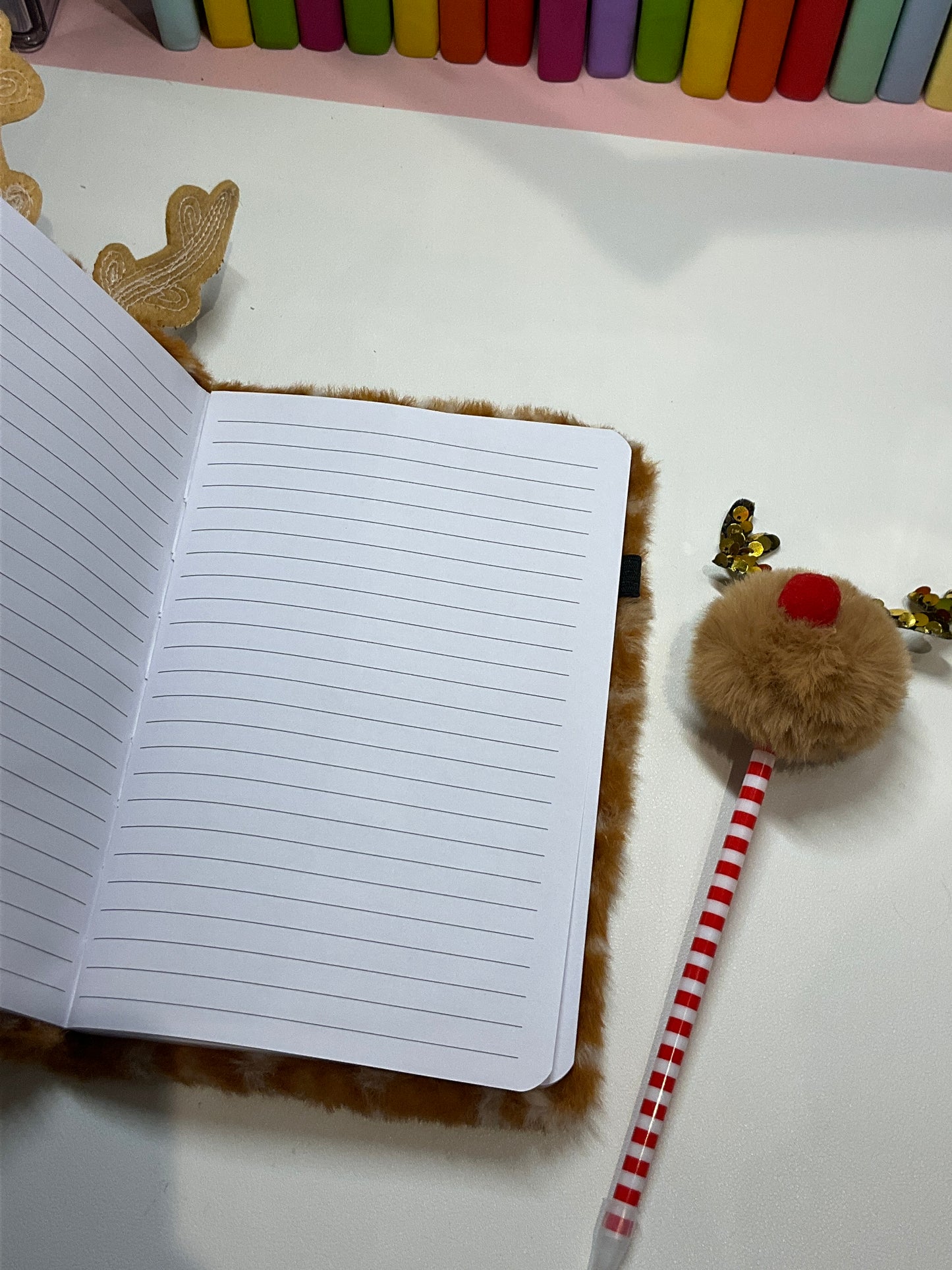 Reindeer notebook and pencil