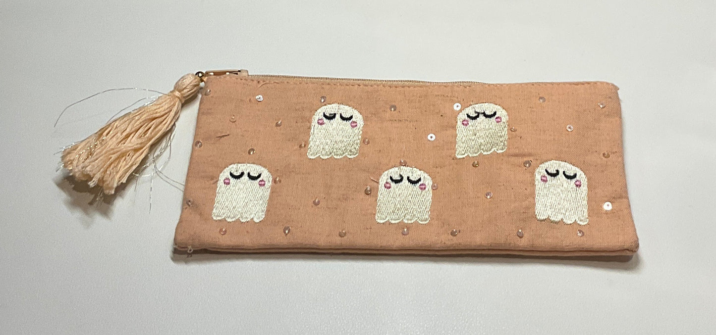 Pink ghost pencil case