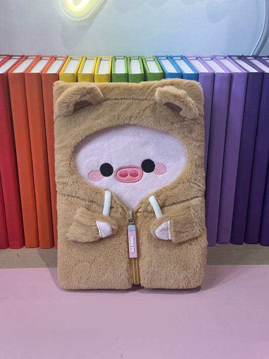 Fancy dress floofy pig notebook