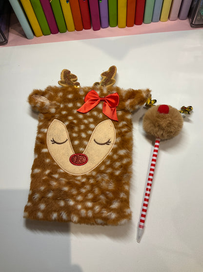 Reindeer notebook and pencil