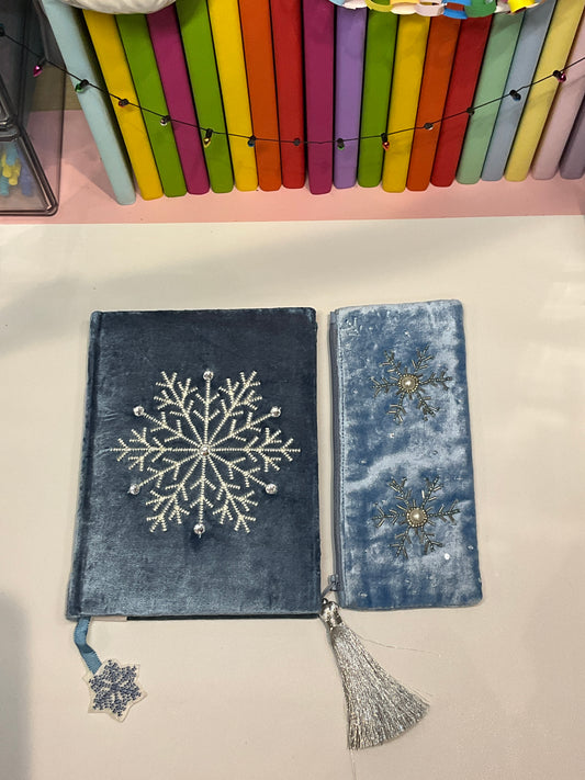 Snowflake notebook and pencil case