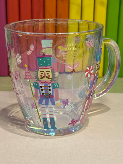 Hand painted nutcracker glass mug