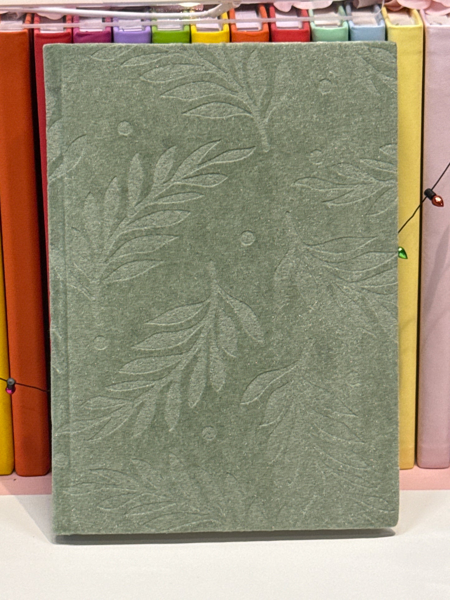 Green (velvetesque) floral notebook