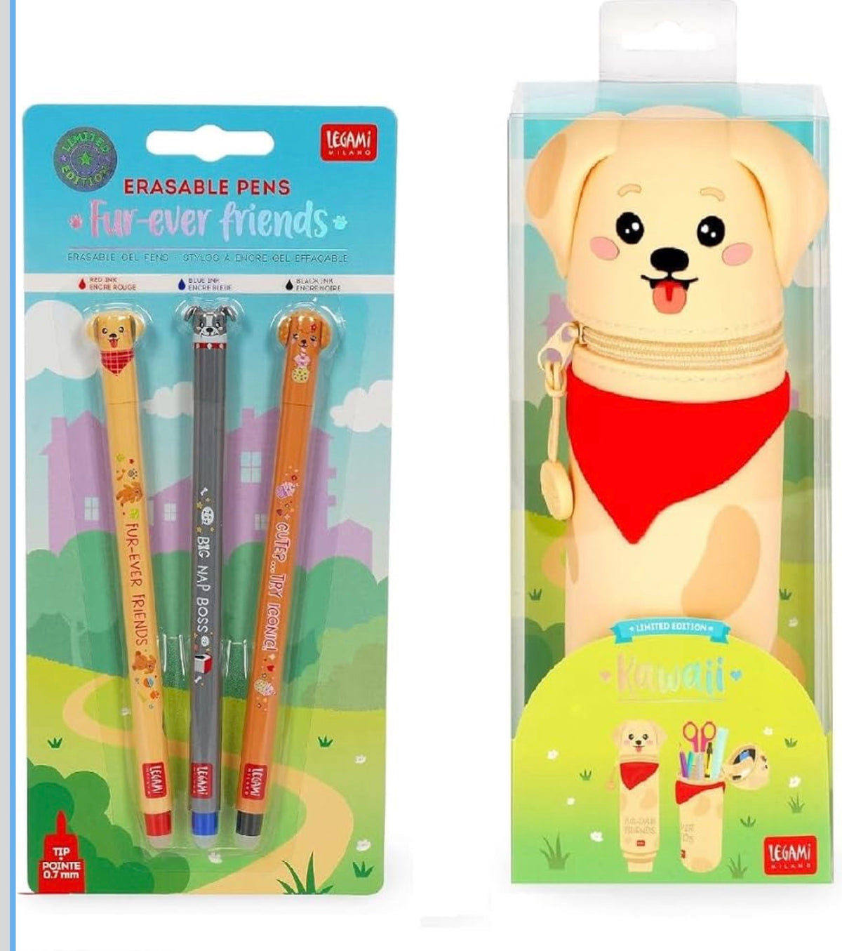 Legami Fur ever friends pencil case and pen set