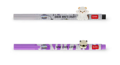 Set of 2 Gel Pens with Decorative Animal Charm - Lovely Friends - Spooky Party