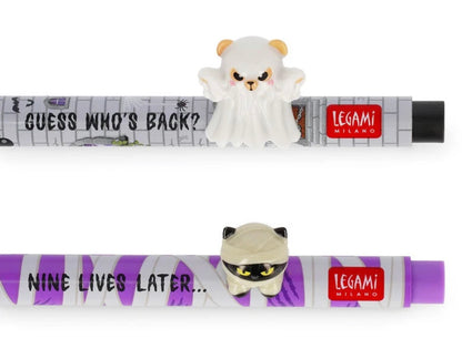 Set of 2 Gel Pens with Decorative Animal Charm - Lovely Friends - Spooky Party