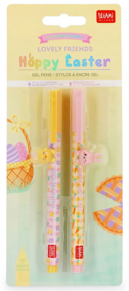 Set of 2 Gel Pens with Animal Decoration - Lovely Friends - Hoppy Easter