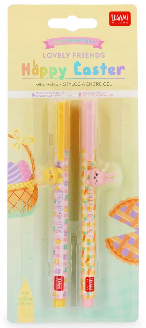 Set of 2 Gel Pens with Animal Decoration - Lovely Friends - Hoppy Easter